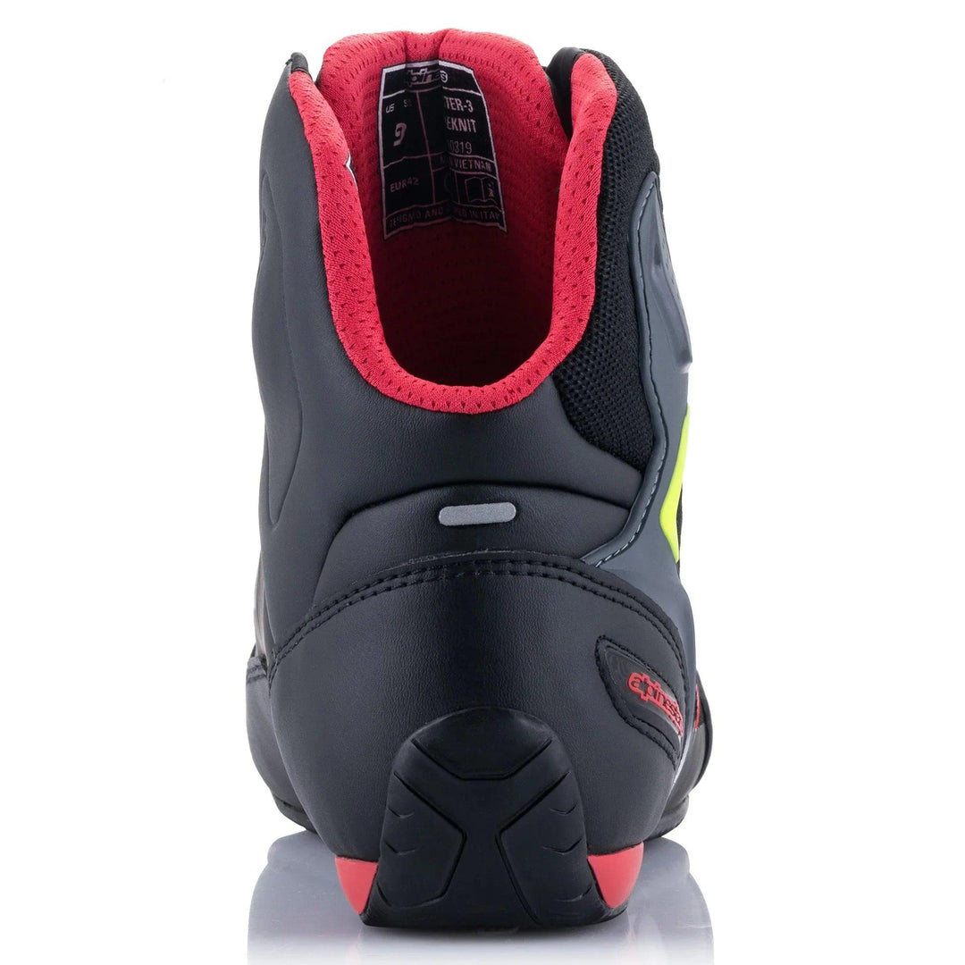 2022 Alpinestars Faster-3 Rideknit Shoes Black/Red/Yellow Fluo - Motor Psycho Sport