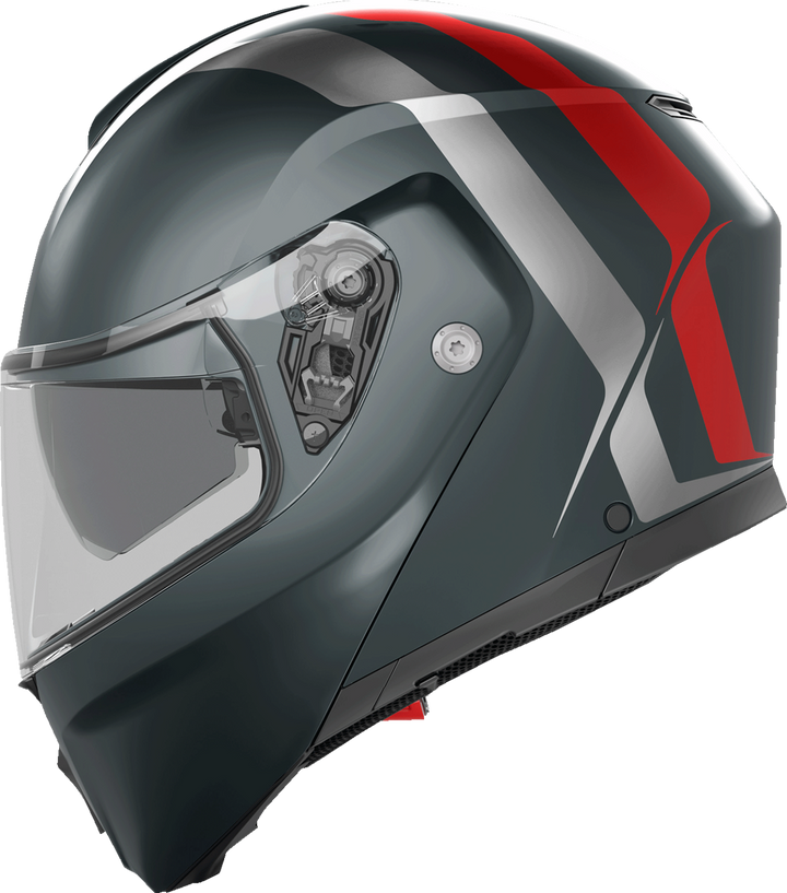 AGV Streetmodular Helmet - Resia Matte Grey/Silver/Red