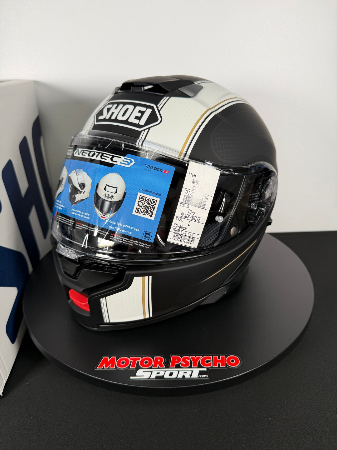 Shoei Neotec 3 Satori Modular Helmet - TC-5 Matte Black/White - Size Large - USED / OPEN BOX - FINAL SALE / NO RETURNS