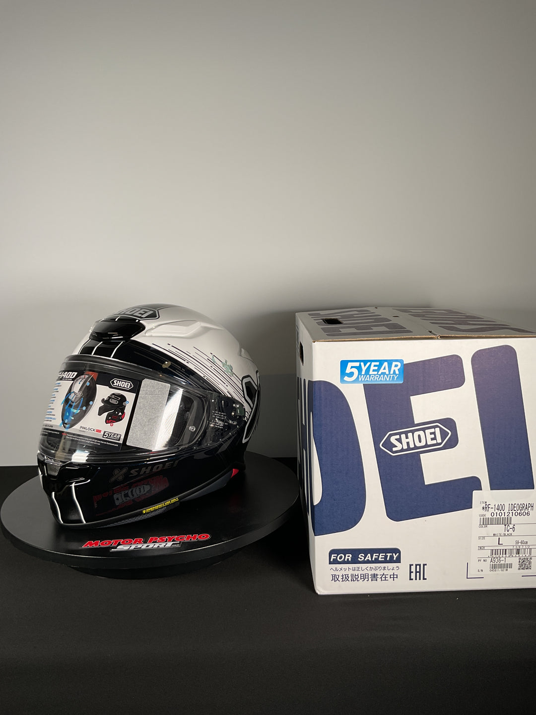 Shoei RF-1400 Ideograph Helmet - TC-6 White/Black - Size L - Used Fair Blem
