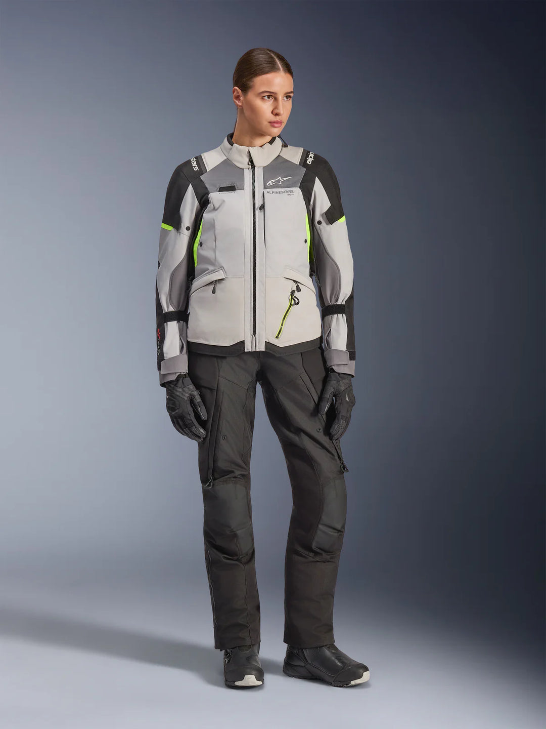 Alpinestars Stella Andes V4 Drystar Women's Jacket - Ice Grey/Dark Grey/Grey Black/Yellow Fluo