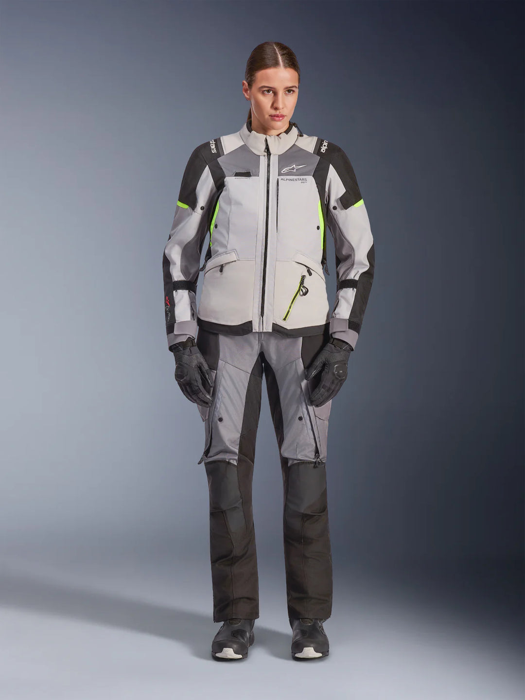 Alpinestars Stella Andes V4 Drystar Women's Jacket - Ice Grey/Dark Grey/Grey Black/Yellow Fluo