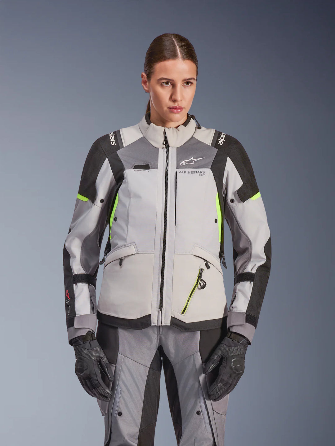 Alpinestars Stella Andes V4 Drystar Women's Jacket - Ice Grey/Dark Grey/Grey Black/Yellow Fluo