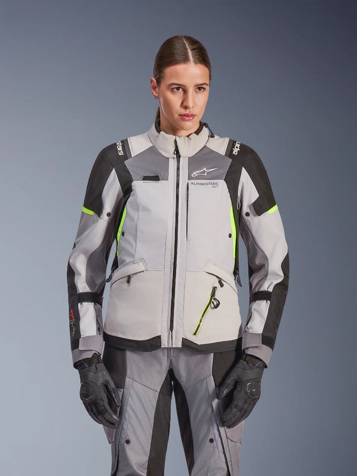Alpinestars Stella Andes V4 Drystar Women's Jacket - Ice Grey/Dark Grey/Grey Black/Yellow Fluo