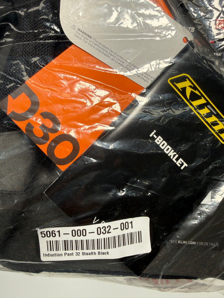 KLIM INDUCTION PANT - STEALTH BLACK - Size 32 Regular - OPEN BOX