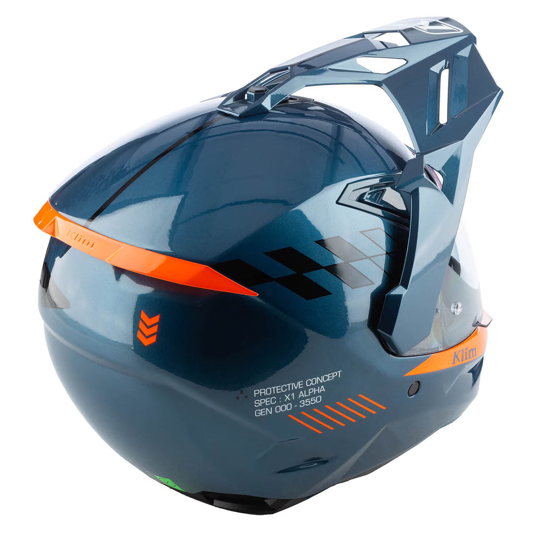 KLIM X1 ALPHA HELMET ECE/DOT-GLOSS CONCEPT PETROL - STRIKE ORANGE