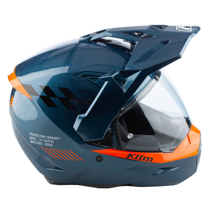 KLIM X1 ALPHA HELMET ECE/DOT-GLOSS CONCEPT PETROL - STRIKE ORANGE