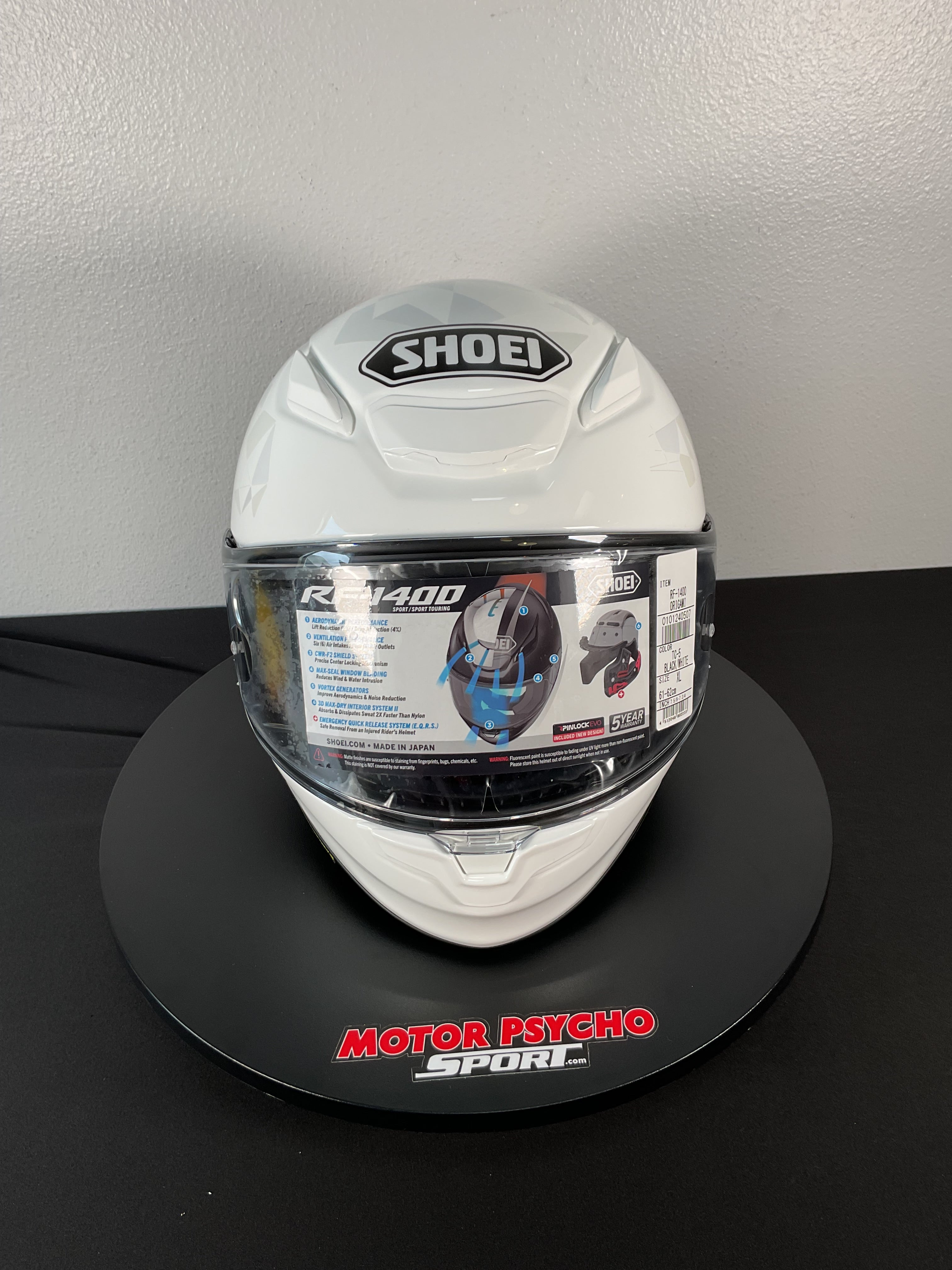 Shoei RF-1400 Origami Helmet - TC-5 White/Black - Size XL - USED