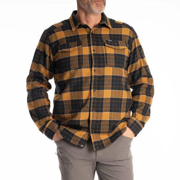 KLIM OWEN HEAVYWEIGHT FLANNEL SHIRT - GOLDEN BROWN - BLACK