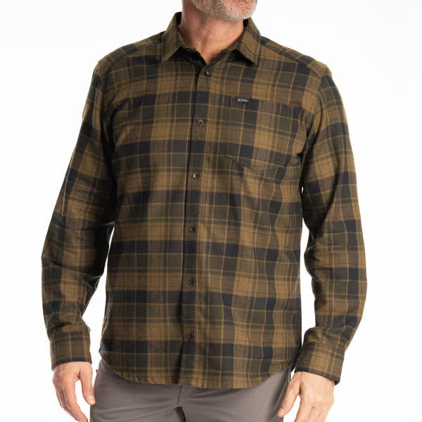 KLIM COTTONWOOD MIDWEIGHT FLANNEL SHIRT - DARK OLIVE - BLACK