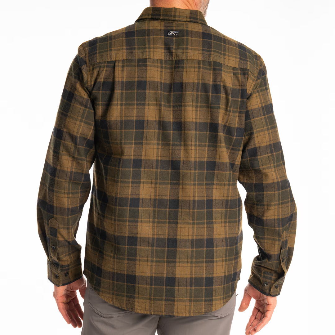 KLIM COTTONWOOD MIDWEIGHT FLANNEL SHIRT - DARK OLIVE - BLACK