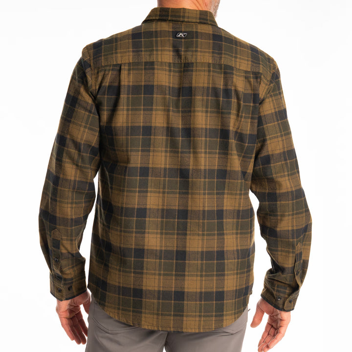 KLIM COTTONWOOD MIDWEIGHT FLANNEL SHIRT - DARK OLIVE - BLACK