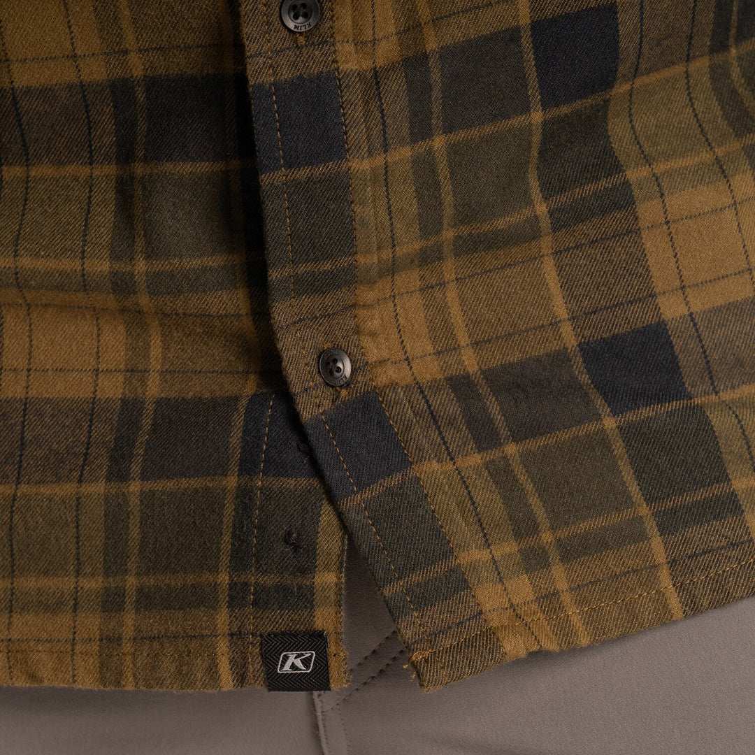 KLIM COTTONWOOD MIDWEIGHT FLANNEL SHIRT - DARK OLIVE - BLACK