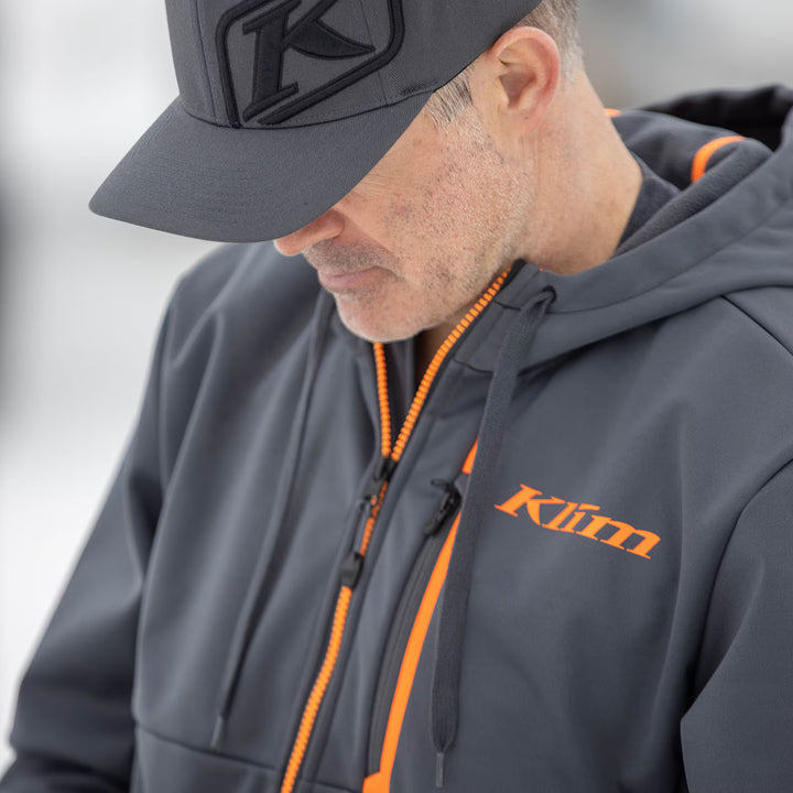 KLIM TRANSITION FULL ZIP HOODIE - ASPHALT - STRIKE ORANGE