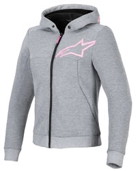 ALPINESTARS STELLA CHROME V2 SPORT HOODIE  - GREY HEATHER/FLUO PINK