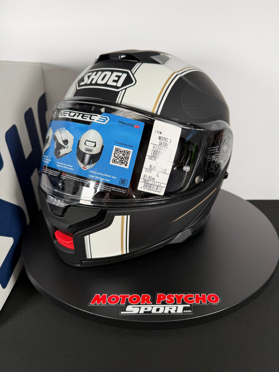 Shoei Neotec 3 Satori Modular Helmet - TC-5 Matte Black/White - Size XL - USED / OPEN BOX - FINAL SALE / NO RETURNS