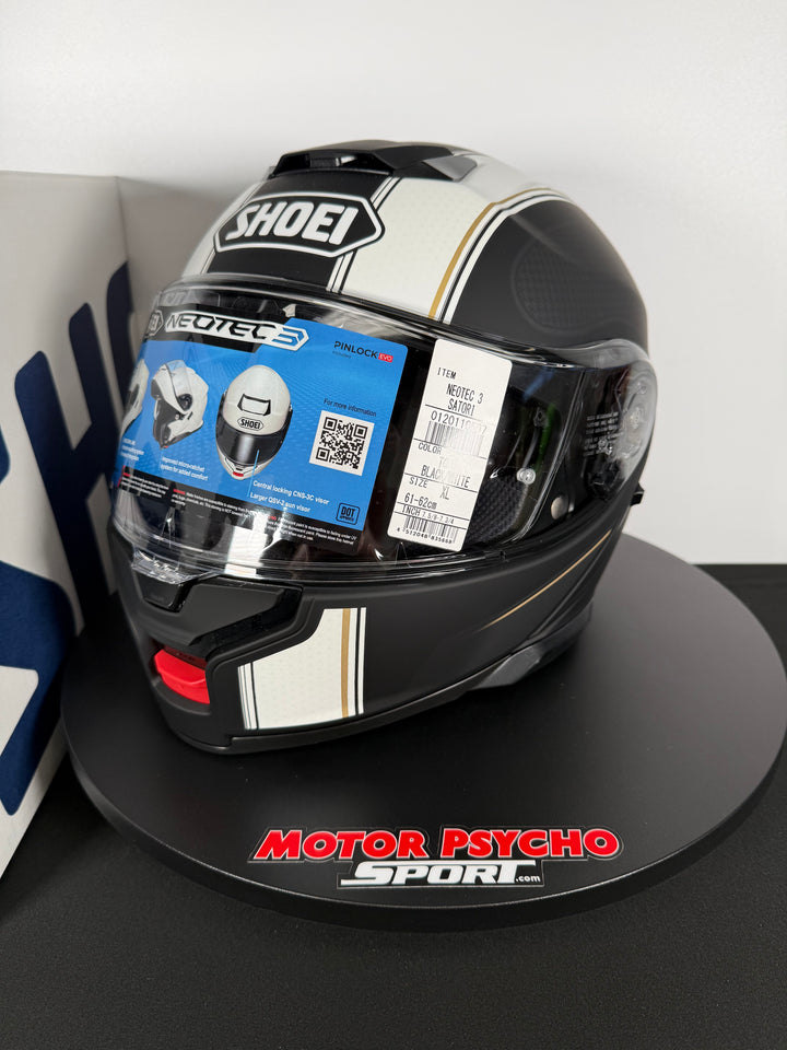 Shoei Neotec 3 Satori Modular Helmet - TC-5 Matte Black/White - Size XL - USED / OPEN BOX - FINAL SALE / NO RETURNS