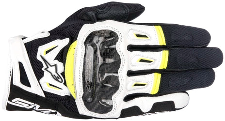 ALPINESTARS SMX-2 AIR CARBON V2 LEATHER GLOVES - BLACK/WHITE/YELLOW FLUO