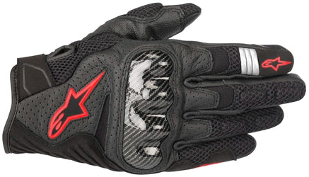 ALPINESTARS SMX-1 AIR V2 LEATHER GLOVES - BLACK/RED FLUO