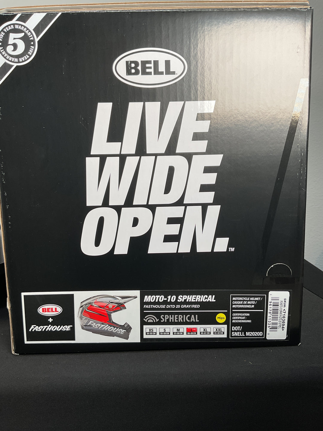 Bell Moto-10 Spherical Helmet - Fasthouse DID 25 Gloss Gray/Red - Size Large - OPEN BOX
