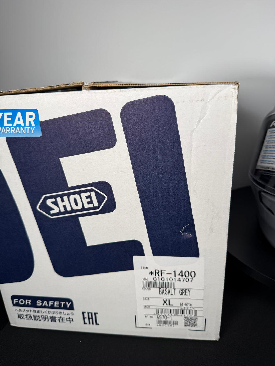 Shoei RF-1400 Helmet - Gloss Basalt Gray - Size XL - USED / OPEN BOX - FINAL SALE / NO RETURNS