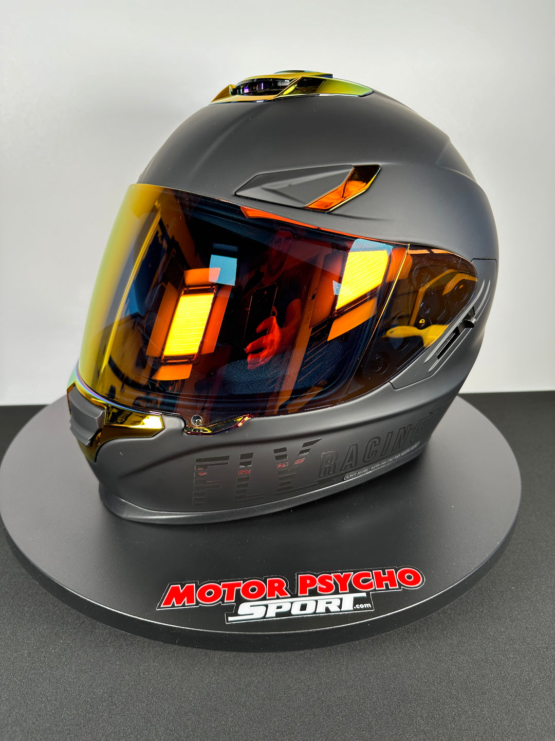 gold chrome motorcycle helmet Fly Racing Sentinel Recon Helmet Matte Black/Fire Chrome – Motor Psycho Sport