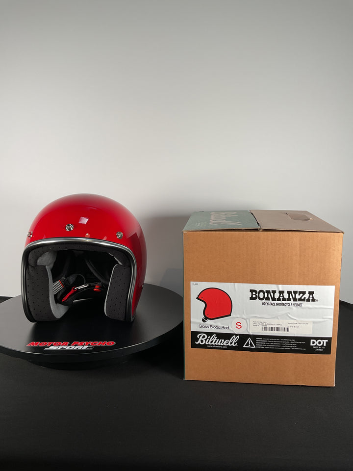 Biltwell Bonanza Helmet Gloss Blood Red - Size Small - Used Like New