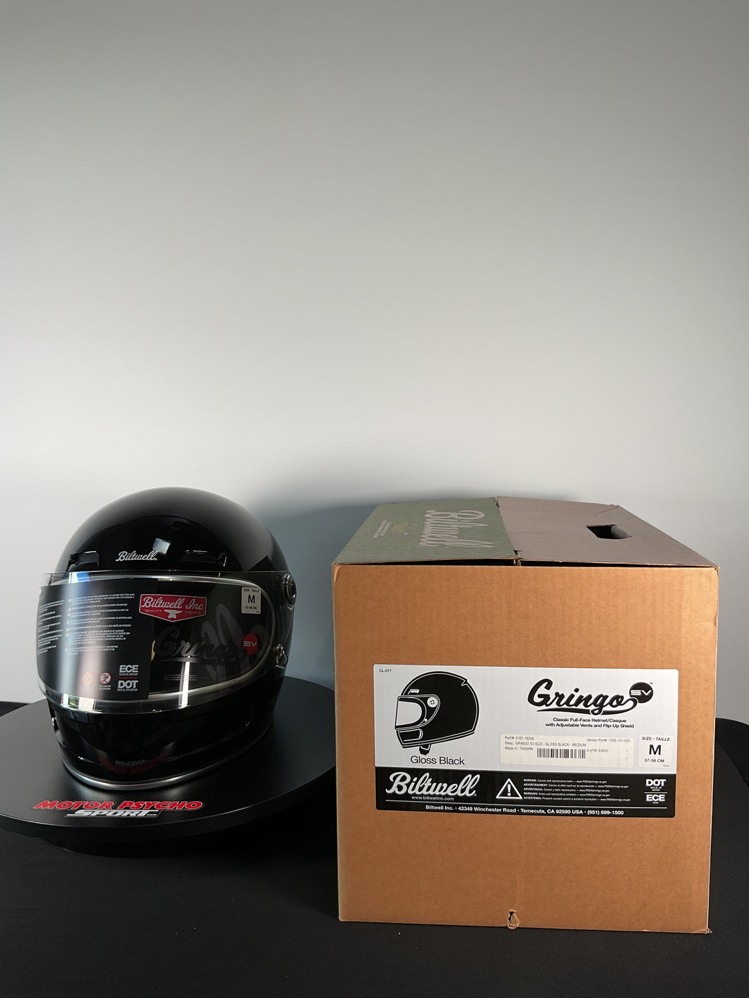 Biltwell Gringo SV ECE Helmet - Gloss Black - Size Medium - Used Like New