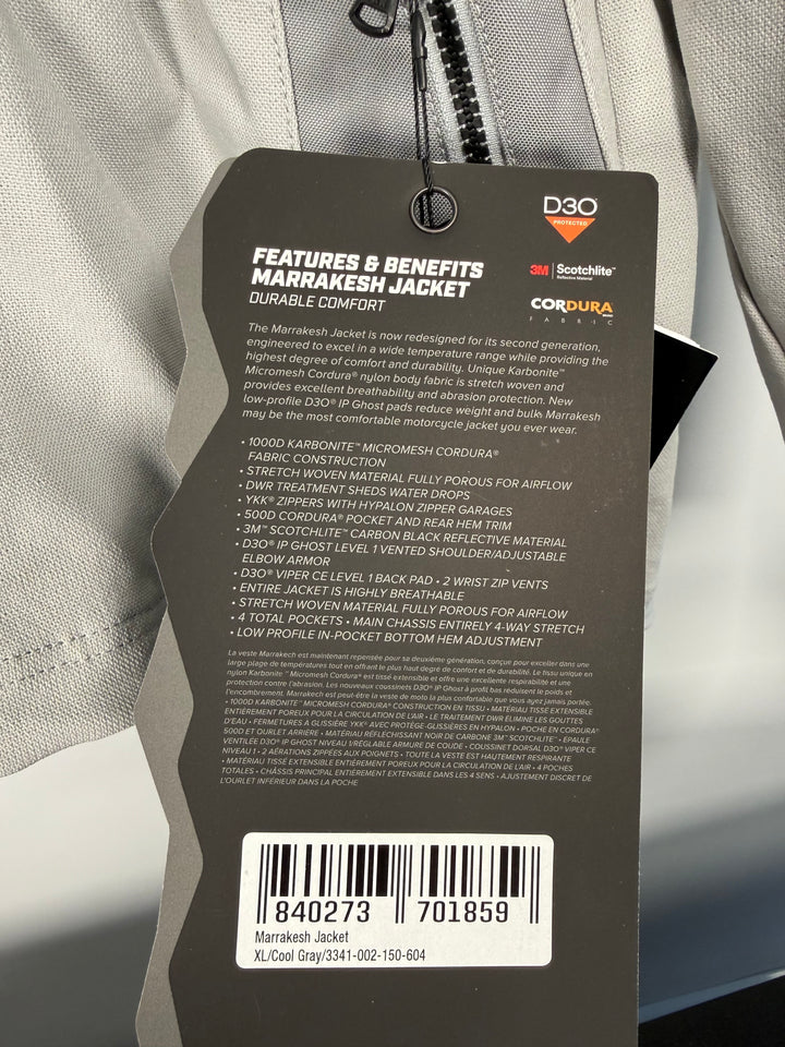 KLIM MARRAKESH JACKET - COOL GRAY - Size XL - OPEN BOX