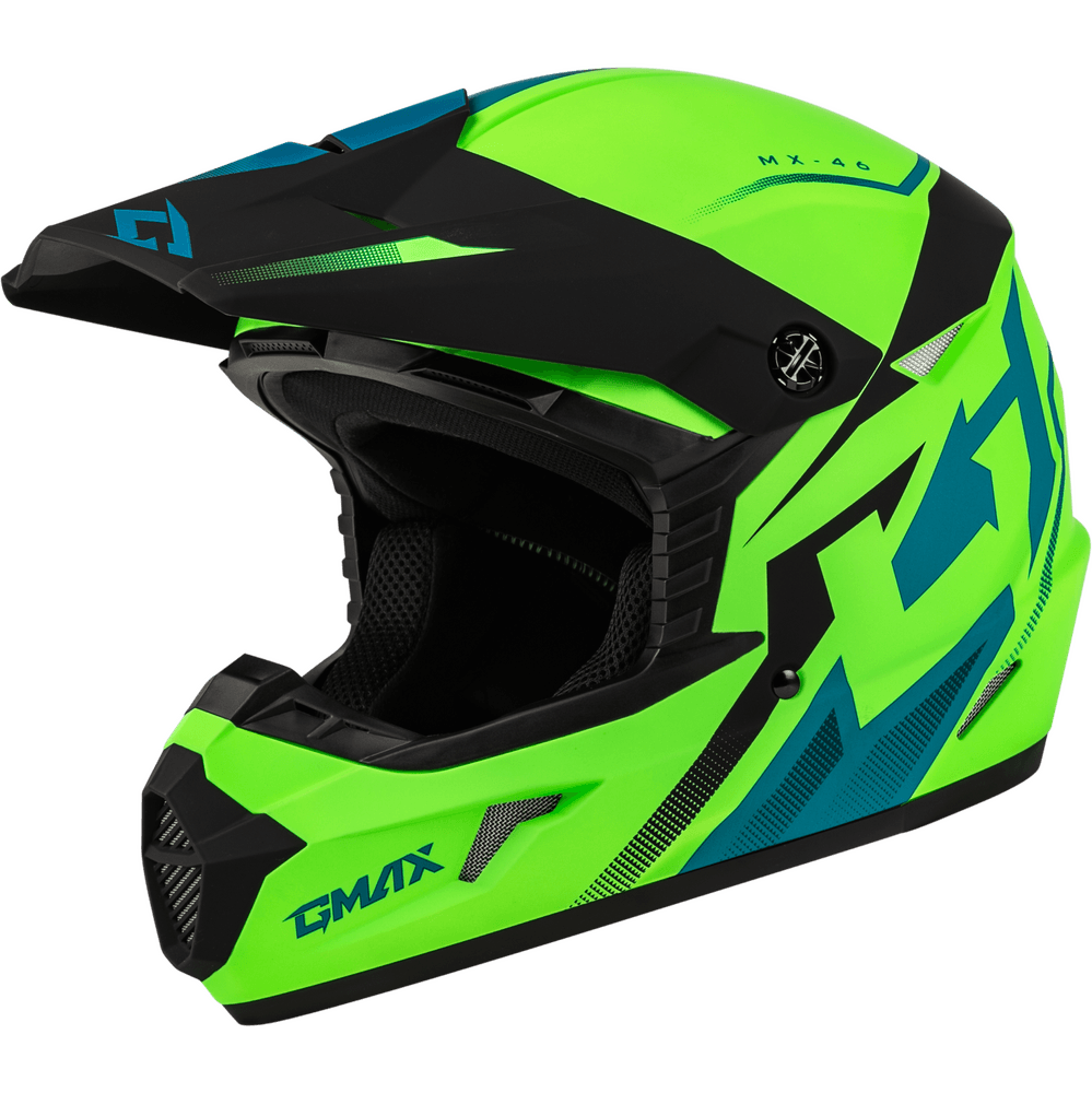 Gmax MX-46 Compound Helmet Matte Hi-Vis Green/Blk/Blue - Motor Psycho Sport