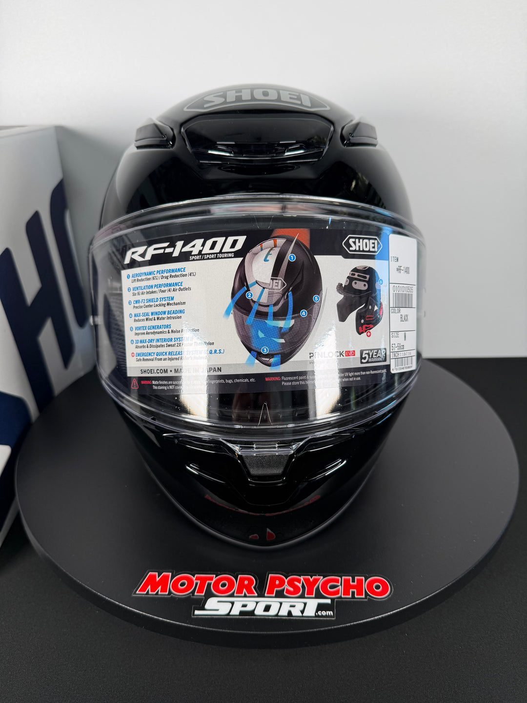 Shoei RF-1400 Helmet - Gloss Black - Size M - USED / OPEN BOX