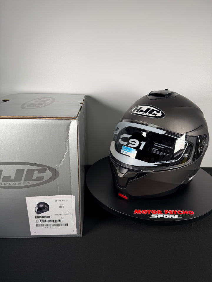 HJC C91/C91 PLUS HELMET - SEMI-FLAT TITANIUM - Size L - OPEN BOX