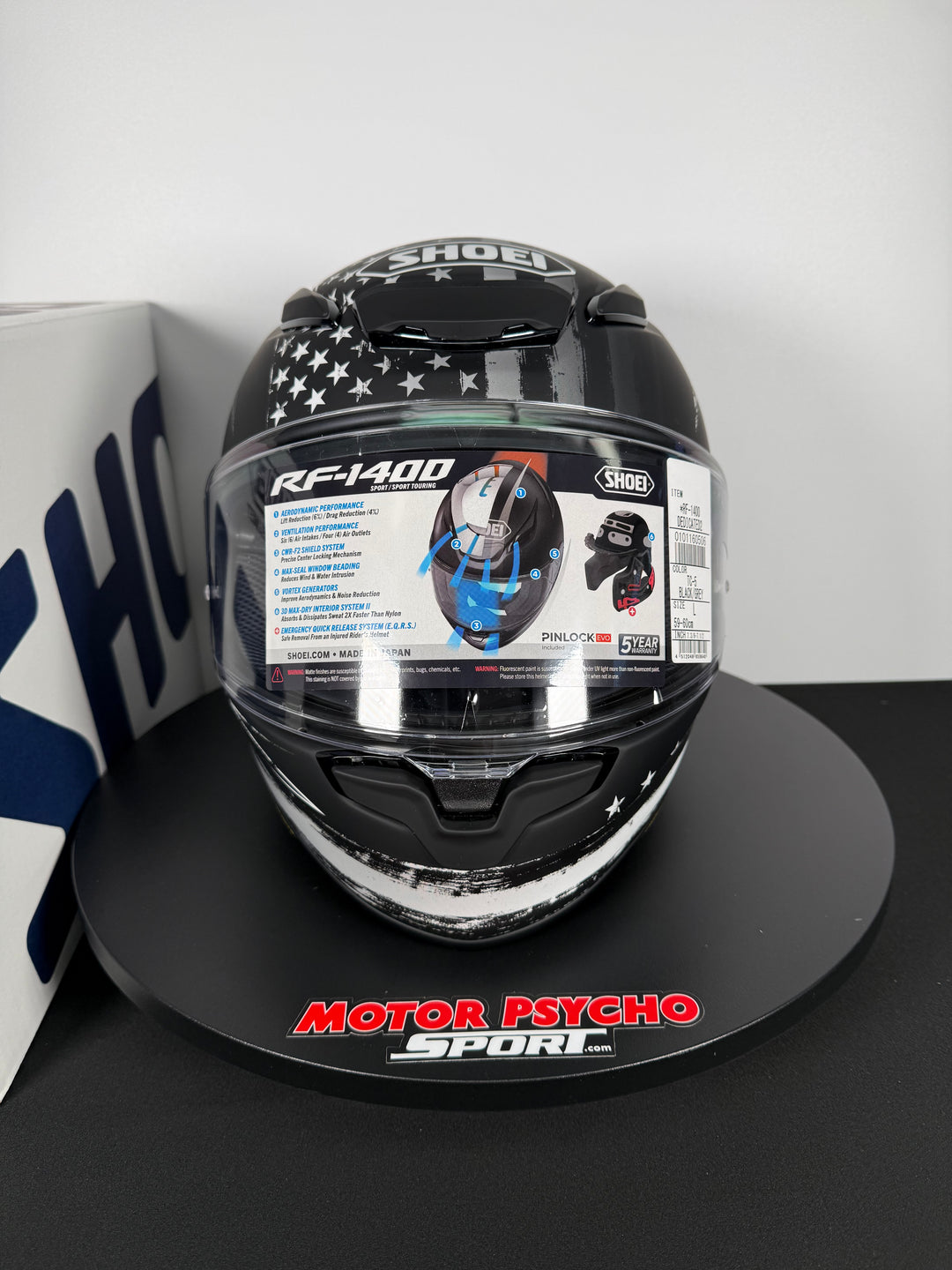 Shoei RF-1400 Dedicated 2 Helmet Matte TC-5 Black/White - Size Large