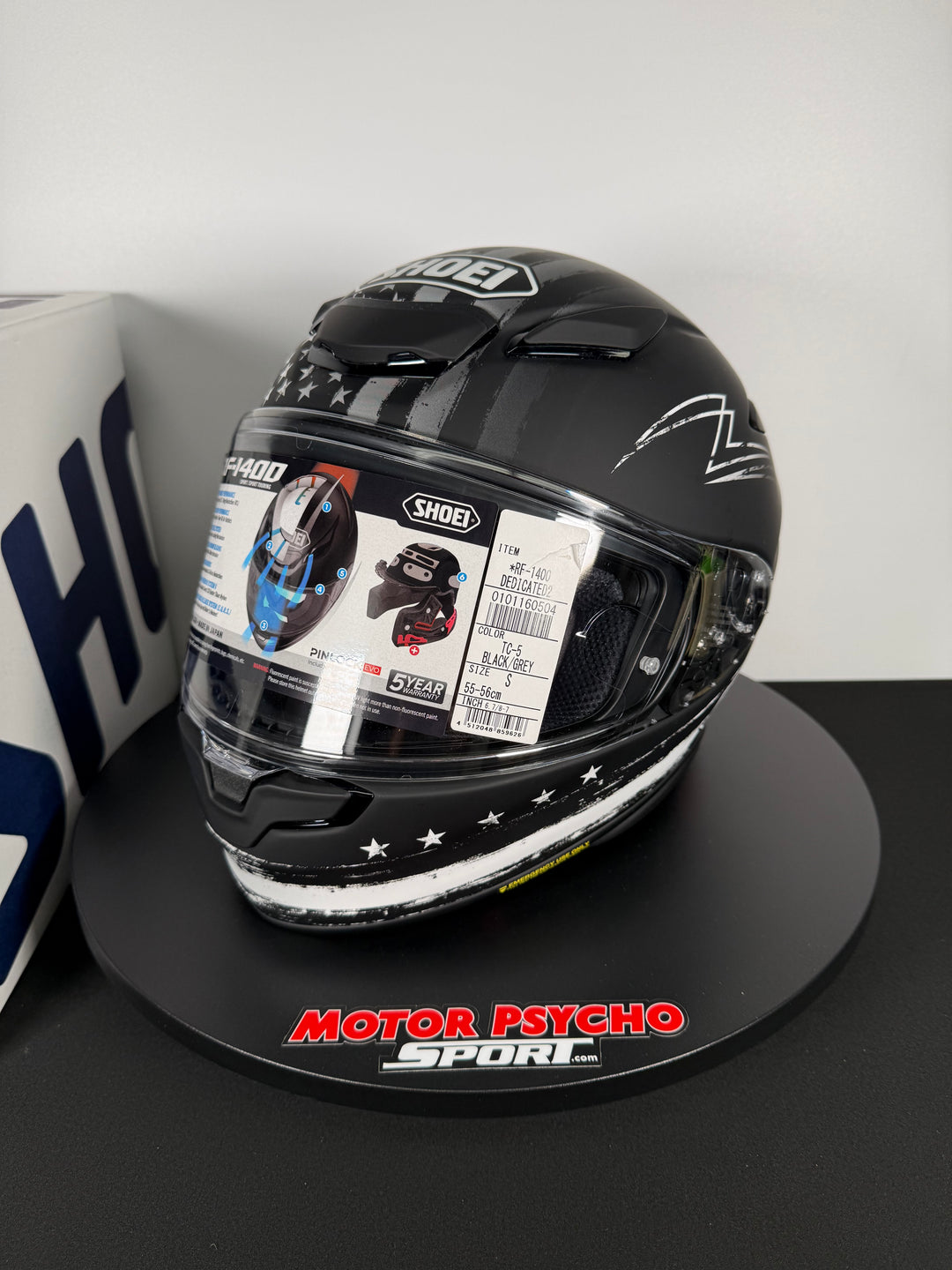 Shoei RF-1400 Dedicated 2 Helmet Matte TC-5 Black/White - Size S - USED / OPEN BOX