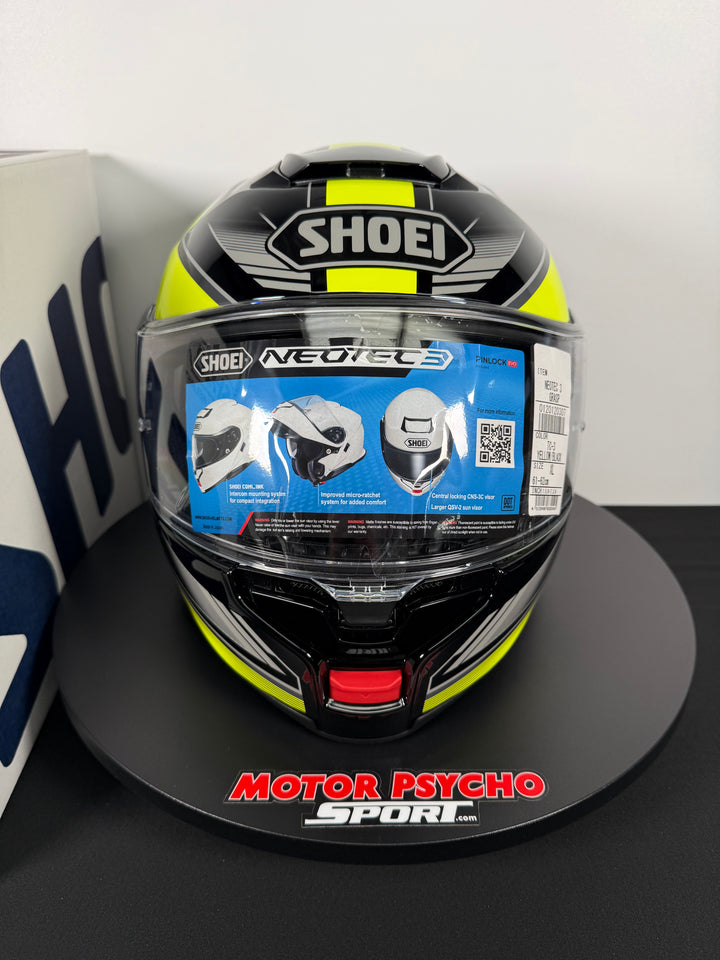 Shoei Neotec 3 Grasp Modular Helmet - TC-3 Black/Hi-Viz - Size XL - USED / OPEN BOX