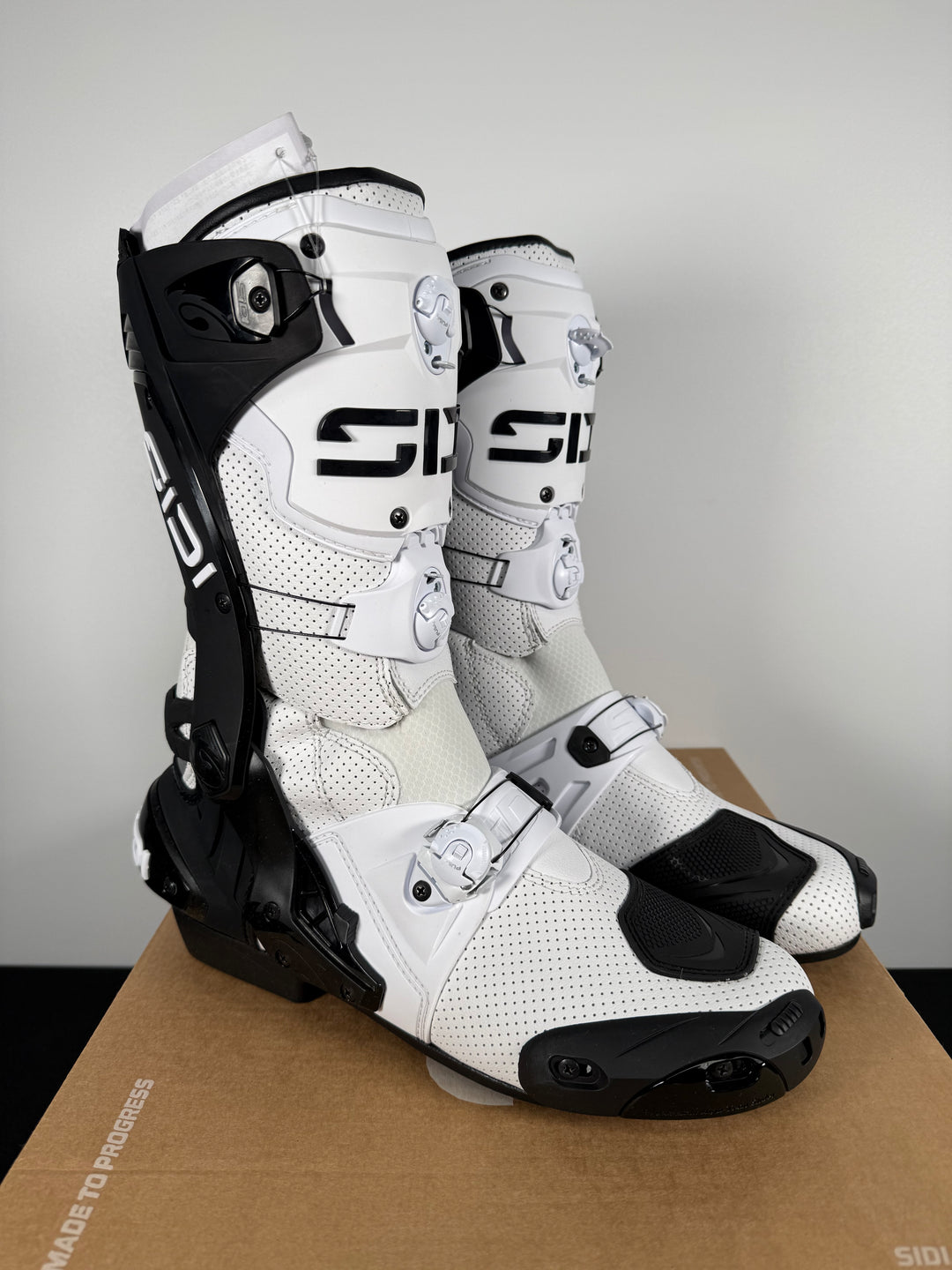 Sidi Rex Air Road Race Boots - WHITE/BLACK - Size Euro 46 / US 11.5 - OPEN BOX