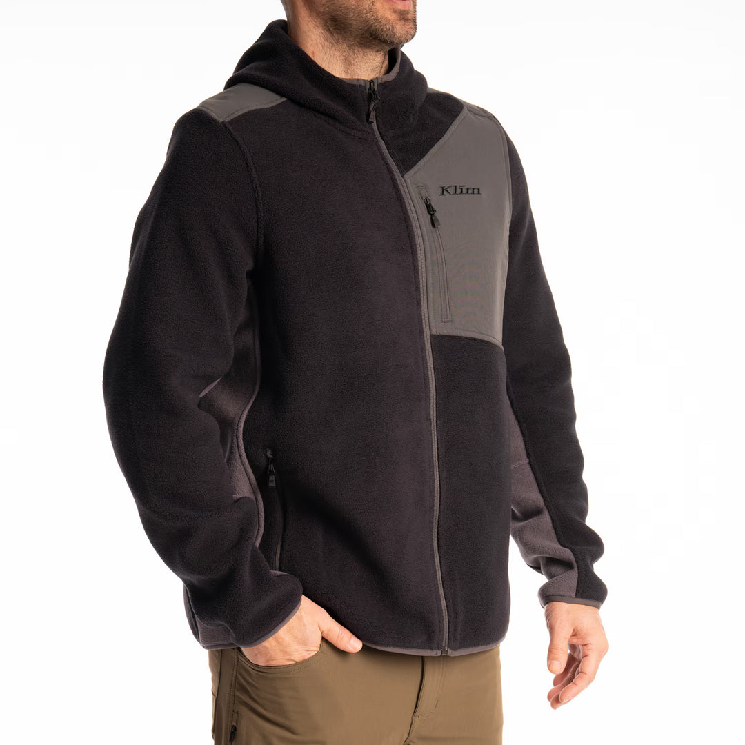 KLIM TETON CREST FLEECE HOODED JACKET - BLACK - ASPHALT