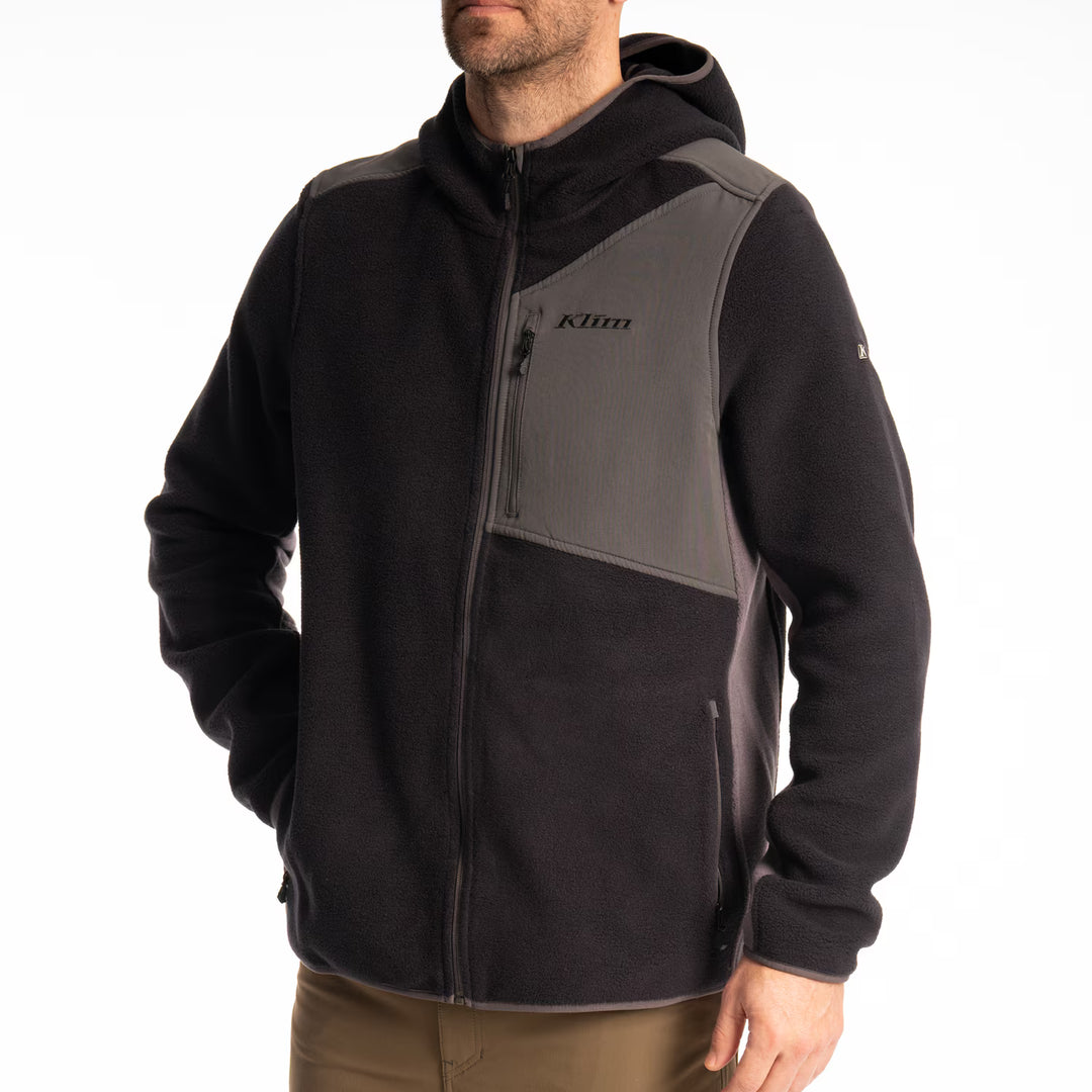KLIM TETON CREST FLEECE HOODED JACKET - BLACK - ASPHALT