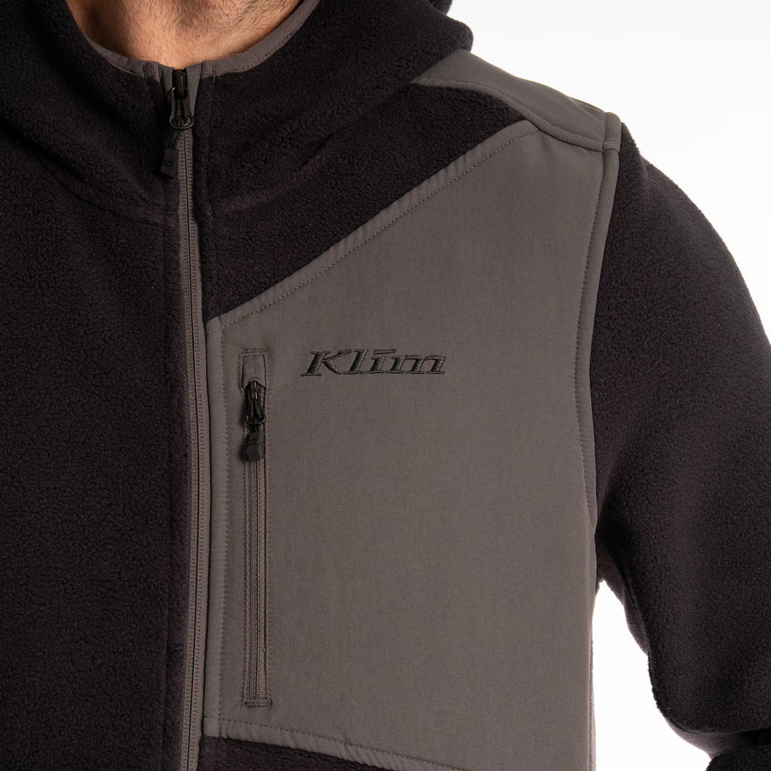 KLIM TETON CREST FLEECE HOODED JACKET - BLACK - ASPHALT