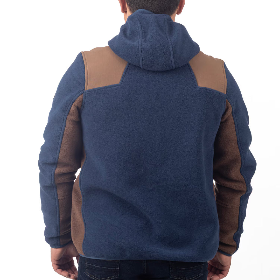 KLIM TETON CREST FLEECE HOODED JACKET - INSIGNIA BLUE - COCOA BROWN