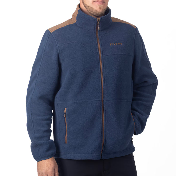 KLIM TETON CREST FLEECE JACKET - INSIGNIA BLUE - COCOA BROWN