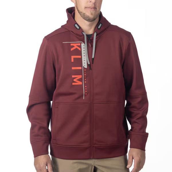 KLIM BARRACKS FULL ZIP HOODIE - CABERNET - FIERY RED