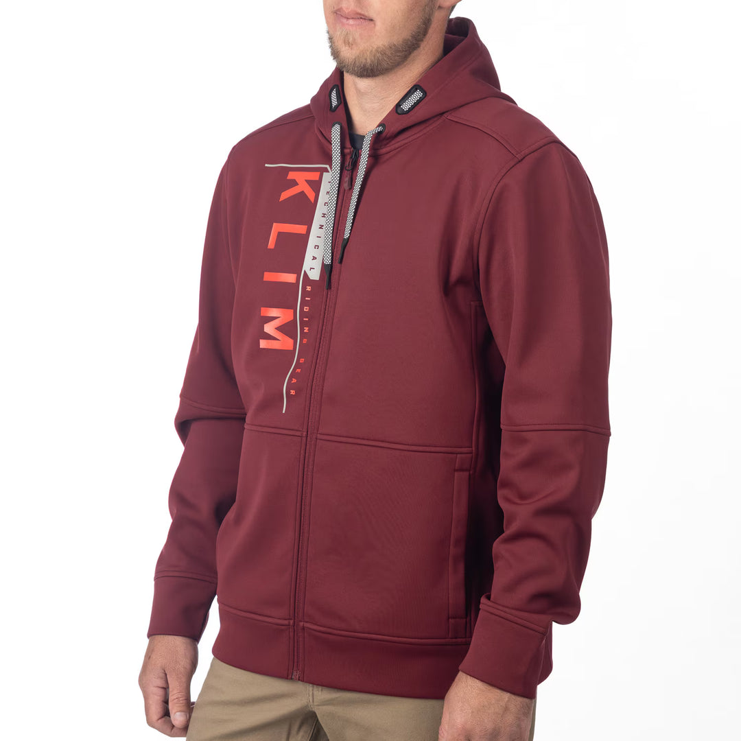 KLIM BARRACKS FULL ZIP HOODIE - CABERNET - FIERY RED