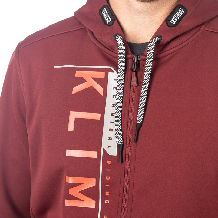 KLIM BARRACKS FULL ZIP HOODIE - CABERNET - FIERY RED