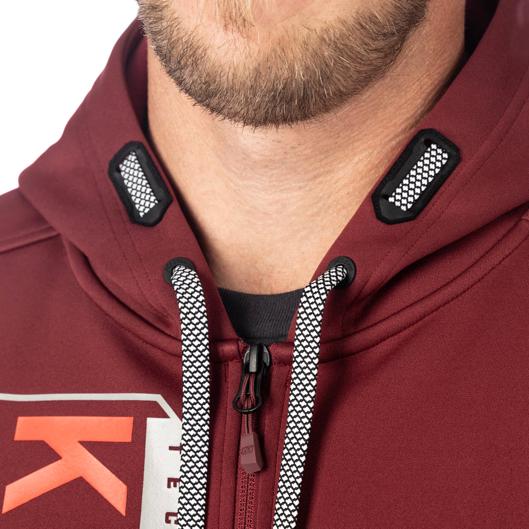 KLIM BARRACKS FULL ZIP HOODIE - CABERNET - FIERY RED