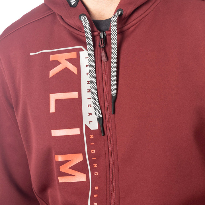 KLIM BARRACKS FULL ZIP HOODIE - CABERNET - FIERY RED