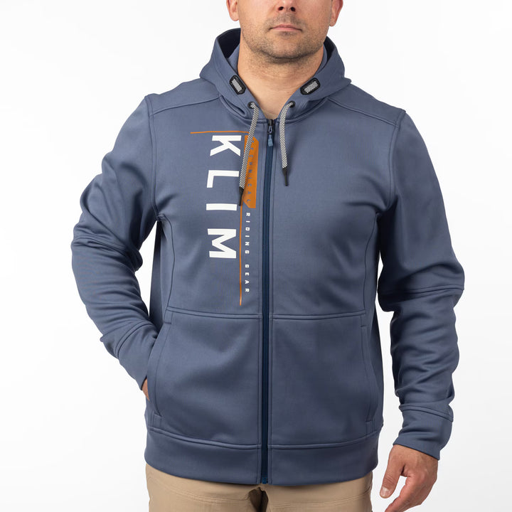 KLIM BARRACKS FULL ZIP HOODIE - VINTAGE INDIGO - WHITE