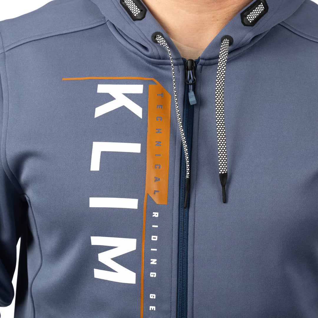 KLIM BARRACKS FULL ZIP HOODIE - VINTAGE INDIGO - WHITE