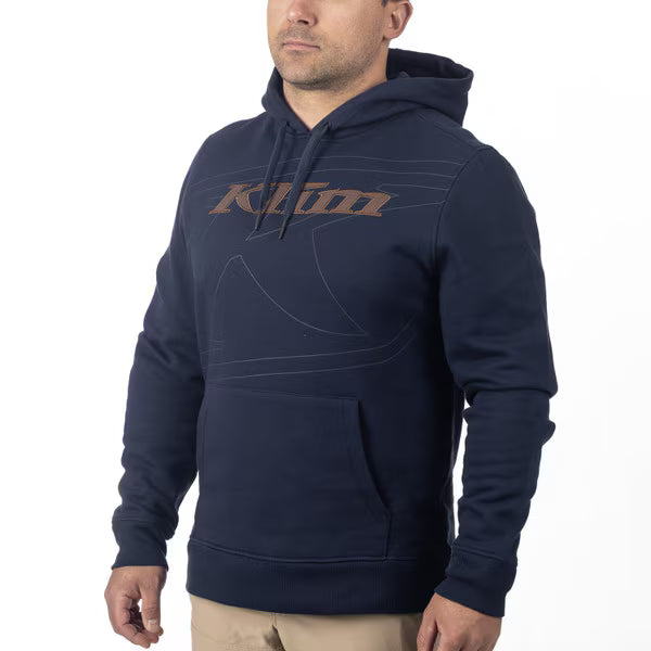 KLIM GLENS PEAK PULLOVER HOODIE - DRESS BLUES - COCOA BROWN