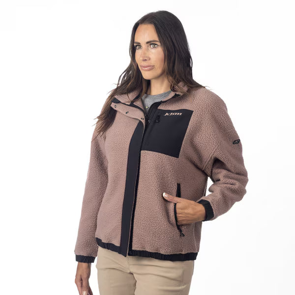 KLIM SIRA HIGH PILE FLEECE JACKET - TWILIGHT MAUVE - BLACK